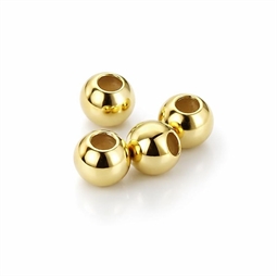 4 stk. Runde perler 6 mm Forgyldt Sterling sølv